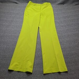 Worthington High Rise Trouser Womens 2 Golden Lime Green Wide Leg Pants Slacks